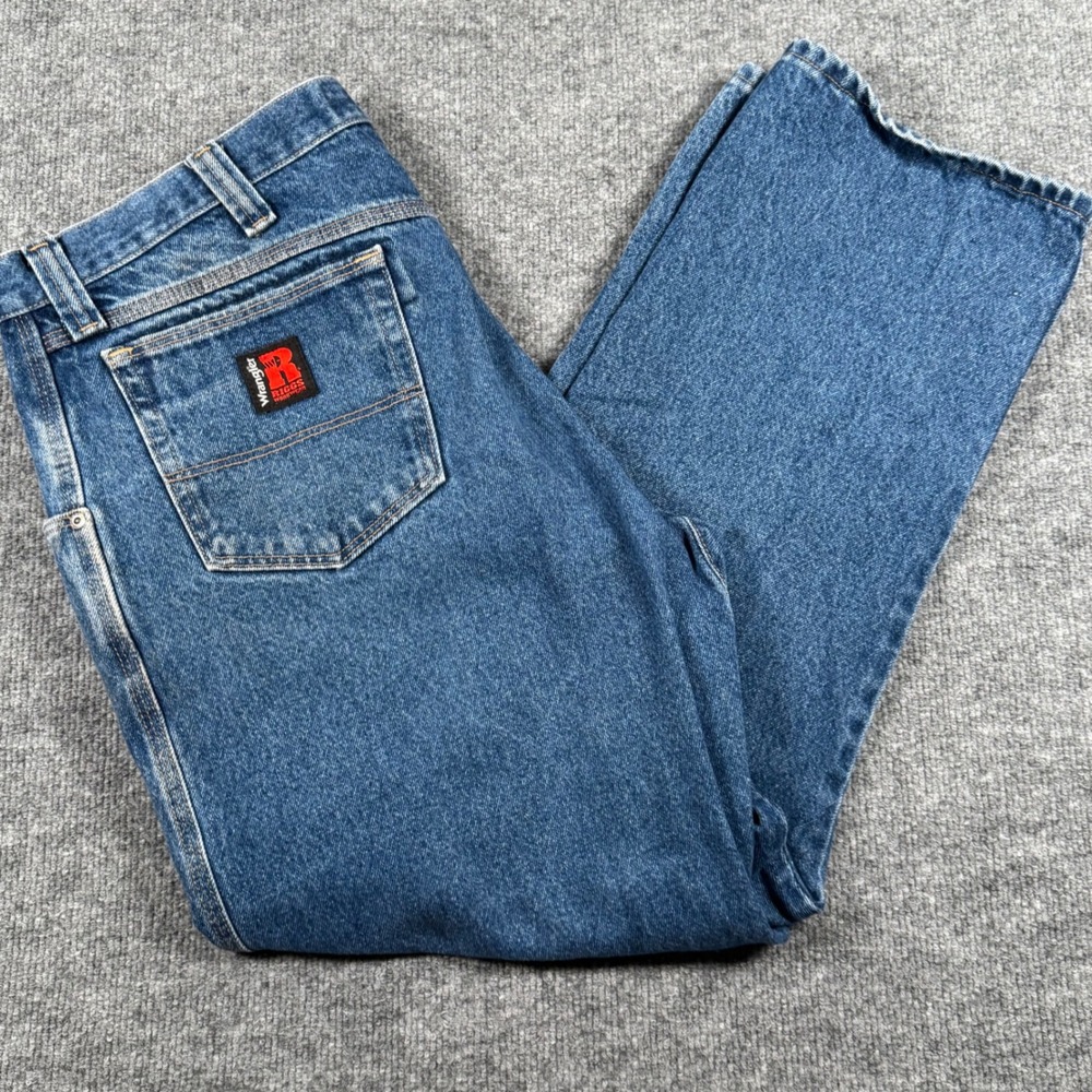 Y2K Retro Vintage Wrangler Riggs Workwear Carpenter Jeans 38x29 Denim Farm Chore
